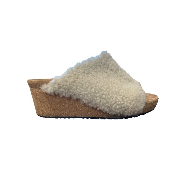 Papillio Birkenstock Namica Teddy Wedge Slides Shearling Womens Size 41 / US 10 - Picture 8 of 9